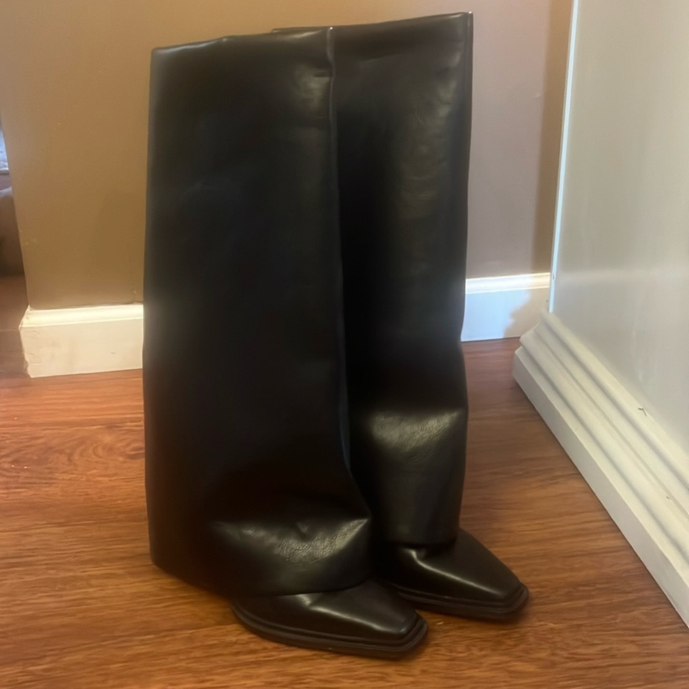 Zara foldover leather boots